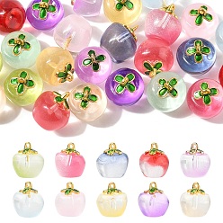 (52) Непрозрачная лаванда 24 шт. 12 Цвета: прозрачное стекло, подвески в виде яблок, с эмалью, спекающийся лак, разноцветные, 15.5x14x14 мм, отверстие : 1.2 мм, 2 шт / цвет