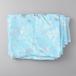 Pale Turquoise Snowflake Pattern Polyester Mesh Fabric, for Dress Costumes Decoration, Pale Turquoise, 150x0.02cm