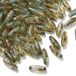 Olive Undurchsichtige Glasperlen, Reis, feuerpoliert, Olive, 12.5x4.5 mm, Bohrung: 0.8 mm, ca. 148 Stk. / Beutel