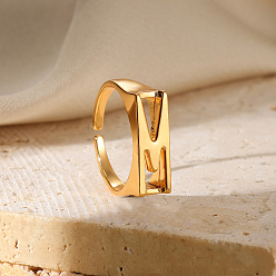 Letter M Регулируемые открытые манжеты из сплава, реальный 18 k позолоченный, Буква М, внутренний диаметр: регулируемый