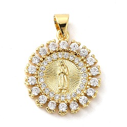 Настоящее золото 18K Стойка металлическая латунная микропрофилированная кубическая циркония подвески, без кадмия и без свинца, долговечный, плоско-круглые, реальный 18 k позолоченный, 20.5x18x3 мм, отверстие : 5x3.5 мм