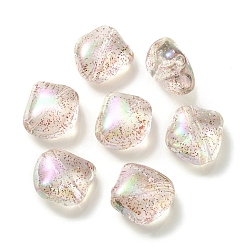 Brown UV Plating Rainbow Iridescent Acrylic Beads, with Glitter Powder, Diamond, Brown, 23.5x23.5x12.5mm, Hole: 3mm