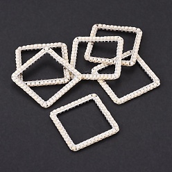 Seashell Color MIYUKI & TOHO Handmade Japanese Seed Beads, with 304 Stainless Steel Link Rings, Loom Pattern, Square, Silver, Seashell Color, 23x23x1.8~2mm