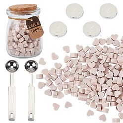 Античный Белый Наборы частиц сургуча для печати в стиле ретро, с ложкой из нержавеющей стали, свеча, стеклянная банка, старинный белый, 7.3x8.6x5 мм, около 110~120 шт / упаковка, 2 мешки