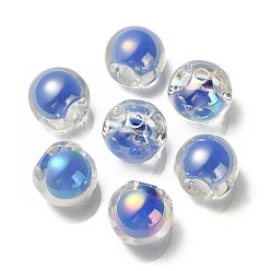 Королевский синий Прозрачное УФ-покрытие радужные переливающиеся акриловые бусины, бусина в бусине, круглые бусины судзумару, королевский синий, 15.5~16 мм, отверстия : 3 mm и 4.5 мм