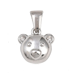 Нержавеющая Сталь Цвет 303 подвески из нержавеющей стали, брелок в виде плюшевого мишки, цвет нержавеющей стали, 12x12x8 мм, отверстие : 5.5x3 мм