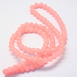 Light Coral Baking Painted Imitation Jade Glass Round Bead Strands, Light Coral, 6.5mm, Hole: 1.5mm, about 145pcs/strand, 31.8 inch