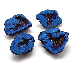 Blue Electroplated Agate Display Decorations, Nuggets, Blue, 38~49x26~42x17~23mm, 1pc/bag