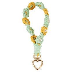 (932FM) Темно-синий аква-матовый с подкладкой Подвесные украшения из хлопчатобумажных плетеных цветов, с застежками в виде сердечек из сплава и пластиковыми бусинами, темно-золотистые, 200 мм