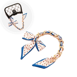 Озёрно--синий Алюминиевые цепи-удлинители для сумок, с застежками из сплава и лентой-бантом, для замены ремней для мешков, Плут синий, 340~400 мм