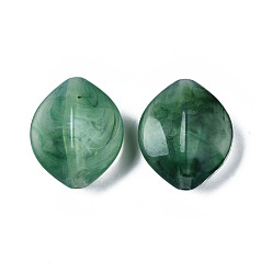 Морско-зеленый Акриловые бусины, Стиль имитация драгоценных камней, ромб, цвета морской волны, 29.5x24.5x14.5 мм, отверстие : 2 мм, Около 120 шт / 500 г