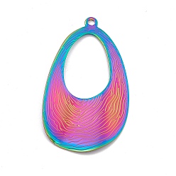 Rainbow Color Ионное покрытие (ip) 304 большие подвески из нержавеющей стали, очарование слезы, Радуга цветов, 61.5x34x1 мм, отверстие : 3 мм