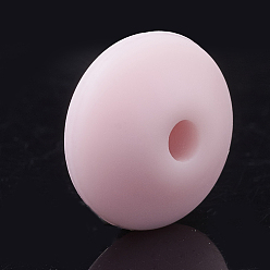 Pink Food Grade Eco-Friendly Silicone Beads, Chewing Beads For Teethers, DIY Nursing Necklaces Making, Rondelle, Pink, 12x6~7mm, Hole: 2mm