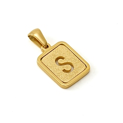 Letter S Шкентели нержавеющей стали, реальный 18 k позолоченный, прямоугольные, Письмо с, 15x12 мм