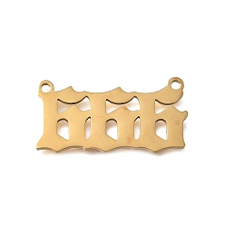 Золотой 304 подвески из нержавеющей стали, номер 6 очарование, золотые, золотые, 12x24x1 мм, отверстие : 1.4 мм