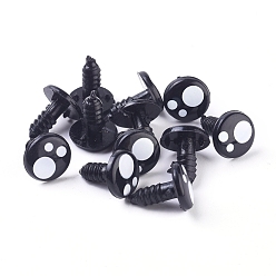 Черный Ремесла пластмассовые глаза куклы, Чучела игрушечных глаз, полукруглый, чёрные, 15x12 мм , штифт: 5 мм