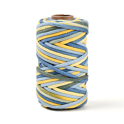 Шампанско-Желтый Сегментированный окрашенный поликоттоновый макраме-шнур, декоративные нитки, для поделок ремесел, упаковка подарков и изготовление ювелирных изделий, шампанское желтый, 3~4x2~3 мм, около 21.87 ярдов (20 м) / рулон