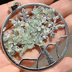 Зеленый Авантюрин Естественный зеленый авантюрин подвески, со сплавочной фурнитурой, плоско-круглые, 62x56 мм