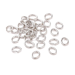 Platin Farbe Messing Ringe springen, offene Ringe springen, cadmiumfrei und bleifrei, ellipsenförmige, Platin Farbe, 3.8x3x0.5 mm, 24 Messgerät, Bohrung: 1.7x2.5 mm, ca. 2000~2300 Stk. / 50 g