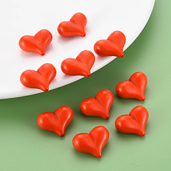 Red Opaque Acrylic Beads, Heart, Red, 17x22x10mm, Hole: 1.4mm, about 255pcs/500g