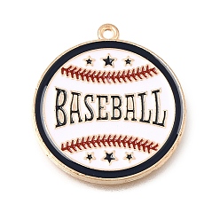 Baseball Эмалированные подвески из бейсбольного сплава, золотые, бейсбол прелести, 25x23x1 мм, отверстие : 1.2 мм