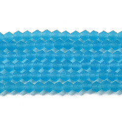 Темно-Голубой Имитировать нити бус из матового стекла из австрийского хрусталя, класс АА, граненые, двухконусные, глубокое синее небо, 3.5~3.8x3 мм, отверстие : 0.8 мм, около 107~110 шт / нитка, 32.5~34 см
