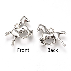 Античное Серебро Сплавочные подвески тибетского стиля, лошадь, без кадмия и без свинца, античное серебро, 14x19x3.5 мм, Отверстие : 2 мм , около 660 шт / 1000 г