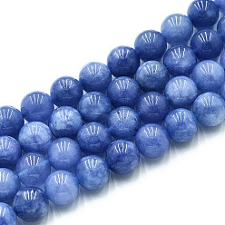 Васильковый Природного кварца нитей бисера, окрашенные, круглые, имитация аквамарин, васильковый, 10~10.5 мм, отверстие : 1~1.2 мм, около 37~38 шт / нитка, 14.76~15.16 дюйм (37.5~38.5 см)