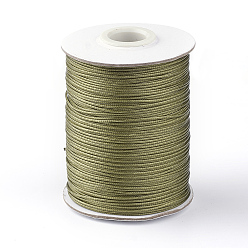 Dark Olive Green Korean Waxed Polyester Cord, Dark Olive Green, 1mm, about 85yards/roll