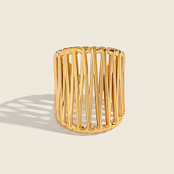 Настоящее золото 18K 304 Кольца-манжеты с крестообразным дизайном из нержавеющей стали для женщин, реальный 18 k позолоченный, 25 мм, внутренний диаметр: 18 мм