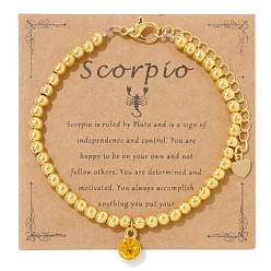 Скорпион Синтетический немагнитных гематит браслеты, браслеты созвездия со стразами для мужчин и женщин, Скорпион, 7-1/8 дюйм (18 см)