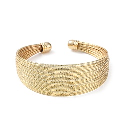 Золотой Латунные открытые браслеты-манжеты, несколько строк, золотые, широк: 7~21 мм, внутренний диаметр: 2-1/4 дюйм (5.8 см)