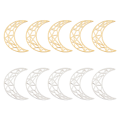 (52) Непрозрачная лаванда 12 шт. 2 цвета 201 филигранные соединительные элементы из нержавеющей стали, серп, разноцветные, 35x26x1 мм, 6 шт / цвет