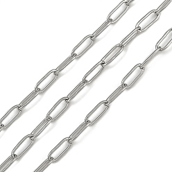 Нержавеющая Сталь Цвет 304 кабельные цепи из нержавеющей стали, пайки, с катушкой, цвет нержавеющей стали, 6.5x2.5x0.5 мм, около 82.02 футов (25 м) / рулон