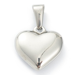 Letter J 304 Stainless Steel Pendants, Heart with Black Letter, Stainless Steel Color, Letter.J, 16x16x4.5mm, Hole: 7x3mm