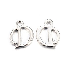 Letter D Подвески из платины, стойки покрытие, без кадмия и без свинца, letter.d, 13x11x2 мм, отверстие : 1.5 мм