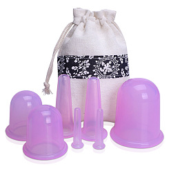 Средняя Орхидея Набор для силиконовой баночной терапии, баночки массажные для мышц бытовая физиотерапия и косметика, средне орхидеи, 15~70x50~80 мм, 7 шт / комплект