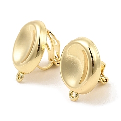 Golden Alloy Clip-on Earring Findings, with Horizontal Loops, for Non-pierced Ears, Flat Round, Golden, 18.5x15x13mm, Hole: 1.2mm