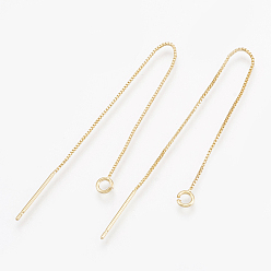 Настоящее золото 18K Изделия из латуни, без кадмия, без никеля и без свинца, с петлей, ушные резьбы, реальный 18 k позолоченный, 82~87x0.5 мм, отверстие : 1.5 мм