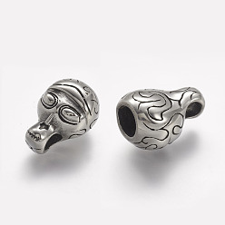 Античное Серебро 304 концы из нержавеющей стали шнур, для изготовления кожаных браслетов, античное серебро, 23x17x15 мм, отверстие рта: 5x6 мм, внутренний диаметр: 9 мм