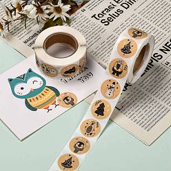 Other Animal Christmas Tag Stickers, 6 Different Designs, Self-Adhesive Paper Gift Tag Stickers, for Party, Decorative Presents, Christmas Themed Pattern, 24.5mm, 500pcs/roll
