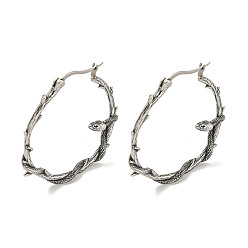 Змея 316 серьги-кольца из хирургической нержавеющей стали для женщин и мужчин, античное серебро, змея, 37x4 мм