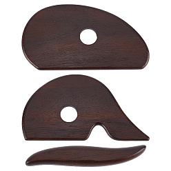 Кокосово-Коричневый 3шт. деревянные палочки для скульптуры из глины, поделки из глины ручной работы, кокосового коричневый, 80x150x8 мм, отверстие : 20 мм