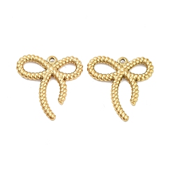 Настоящее золото 18K Ионное покрытие (ip) 316 хирургические подвески из нержавеющей стали, без никеля , бантом прелести, реальный 18 k позолоченный, 29x28x3 мм, отверстие : 1.4 мм