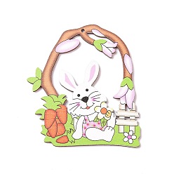 Разноцветный Пасхальные деревянные подвески, кролик с морковным шармом, красочный, 90x80x2 мм, отверстие : 3.2 мм