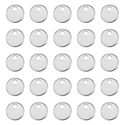 Нержавеющая Сталь Цвет 300 шт. 201 штампованные пустые бирки из нержавеющей стали, плоско-круглые, цвет нержавеющей стали, 6x1 мм, отверстие : 1.2 мм