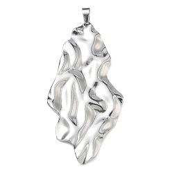 Нержавеющая Сталь Цвет Текстурированные 304 большие подвески из нержавеющей стали, самые крутые прелести, цвет нержавеющей стали, 70x35x2.5 мм, отверстие : 6.5x4 мм