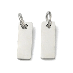 Нержавеющая Сталь Цвет 304 прелести нержавеющей стали, штамповка пустой метки, прямоугольные, цвет нержавеющей стали, 11x4x1 мм, Перейти кольцо: 5x1 мм, 3 мм внутренним диаметром