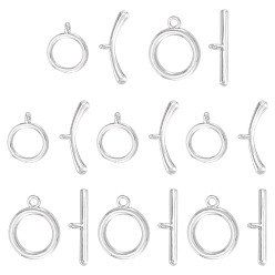 Платина 10шт. 2 стили латунные застежки-тоглы, долговечный, кольцо, платина, Кольцо: 13~16.5x10.5~13.5x1.5~2 mm, бар: 19~19.5x5~7.5x3~3.5 mm, отверстие : 1.2~1.8 мм, 5 шт / стиль