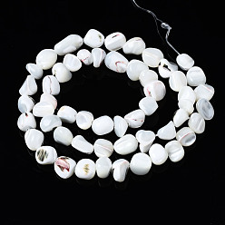 Seashell Color Natural Trochid Shell/Trochus Shell Beads Strands, Nuggets, Bleach, Seashell Color, 4~12x7~9x4~8mm, Hole: 0.7mm, about 50~54pcs/strand, 15.35 inch(39cm)